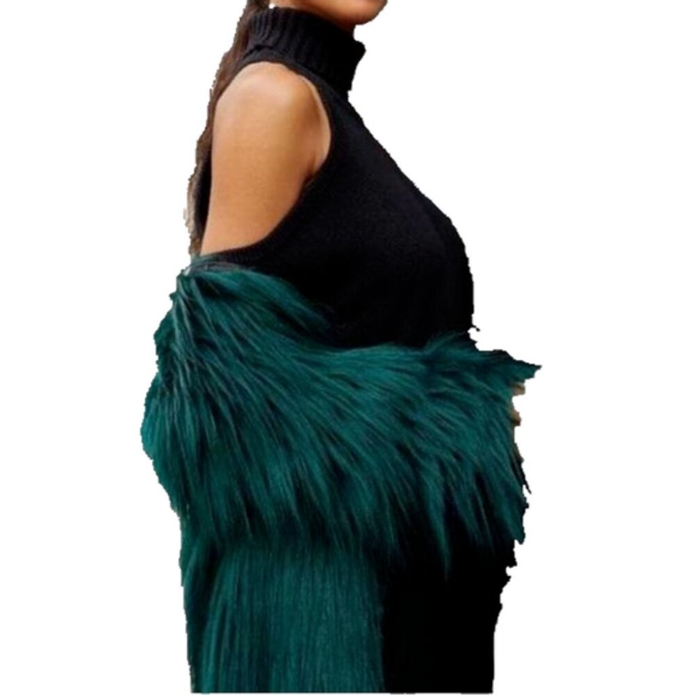 LITA BY CIARA Faux Fur Coat - Deep Teal - Size XXL